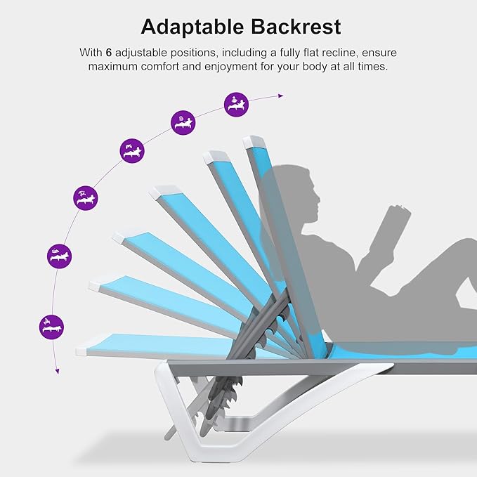 PURPLE LEAF Patio Chaise Lounge Chair Outside Aluminum Plastic Stackable