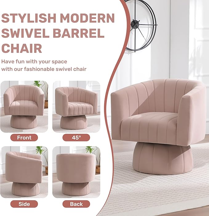 Swivel Accent Barrel Chair Set of 2, Cute Comfy Small Round 360° Arm Chair
