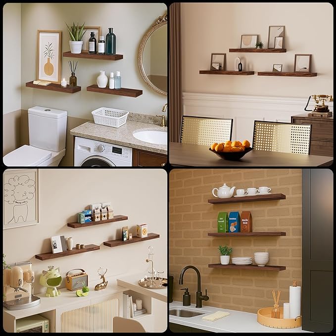 Floating Shelves for Wall, Bathroom Shelves Over Toilet, Wall Shelves & Book