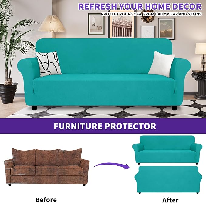 ZNSAYOTX Super Stretch Sofa Cover, New Striped Sofa Covers Fitted Slipcovers