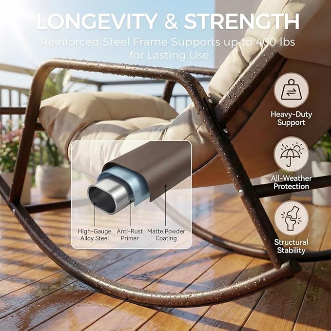 RADIATA 2pcs Rocking Lounge Chair, Indoor Outdoor Reclining Lounger