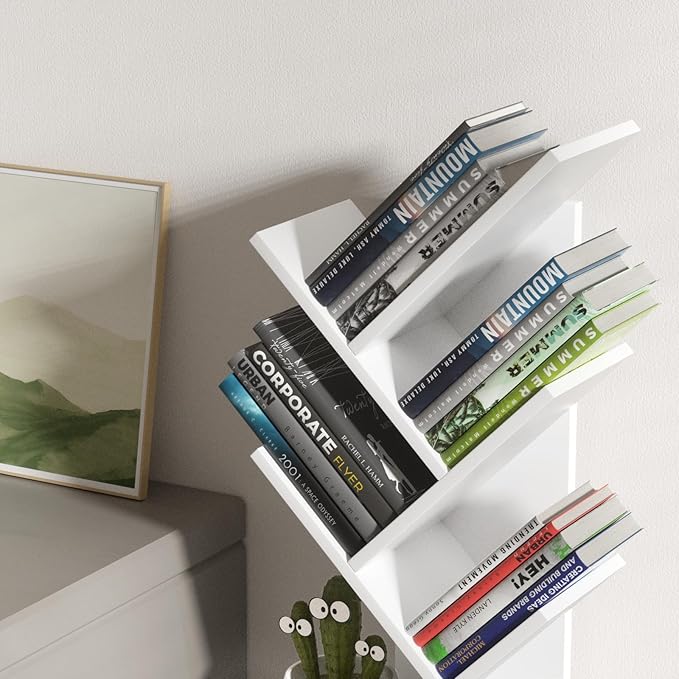 SHEEPAM 5 Tier Tree Book Shelf, Small Desktop Bookshelf