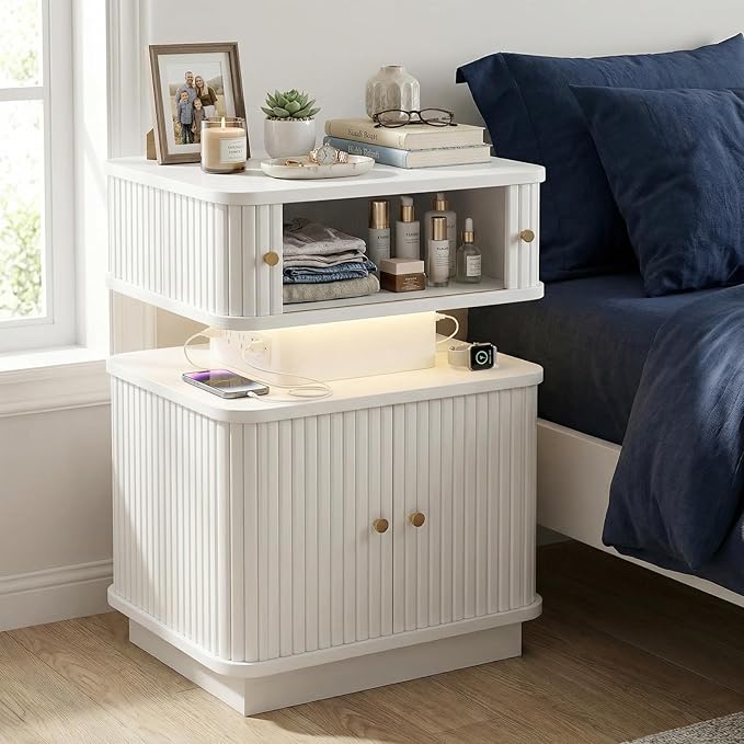 Night Stand Set 2, LED Nightstand, Bedroom Night Stand