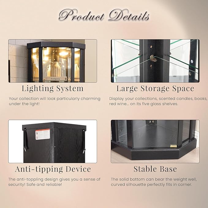 Anwick Corner Display Curio Cabinets