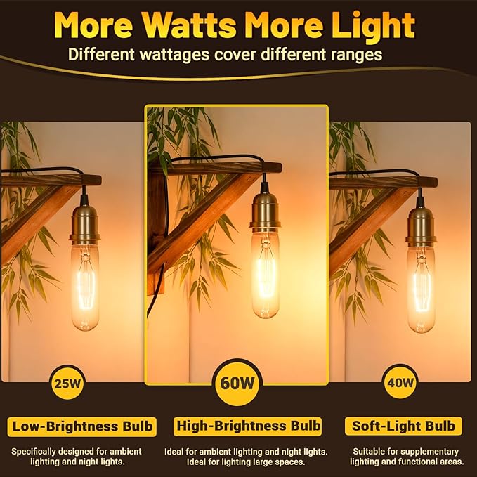 T10 Tubular Light Bulbs 60 Watt Incandescent Light Bulb, T10 Bulb, 120V 60W