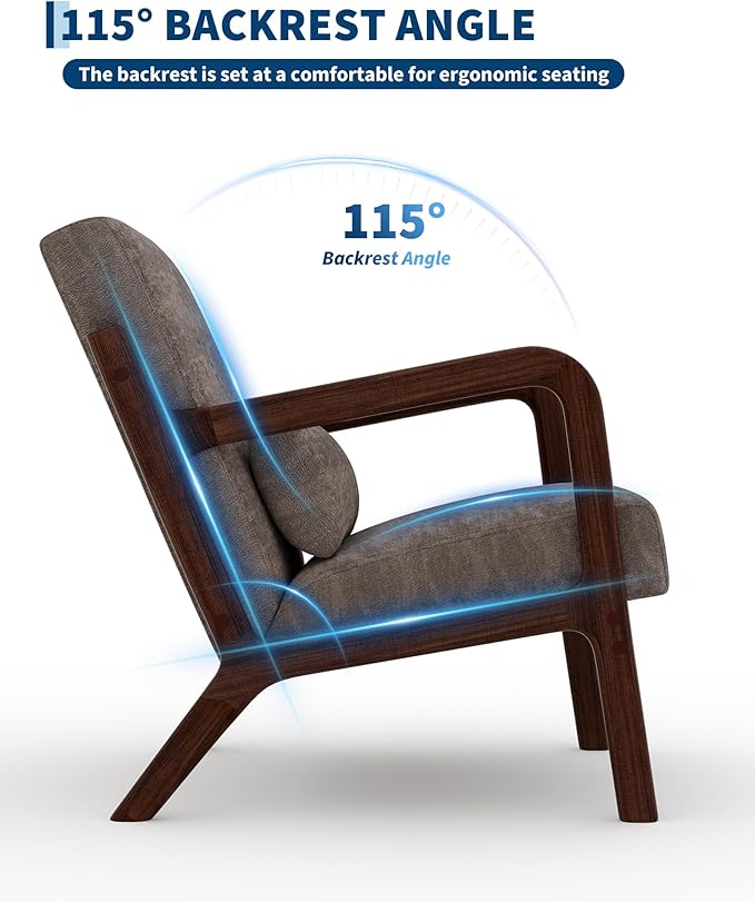 Garvee Mid-Century Chenille Accent Chair Set of 2, Cozy Reading Chair, Modern