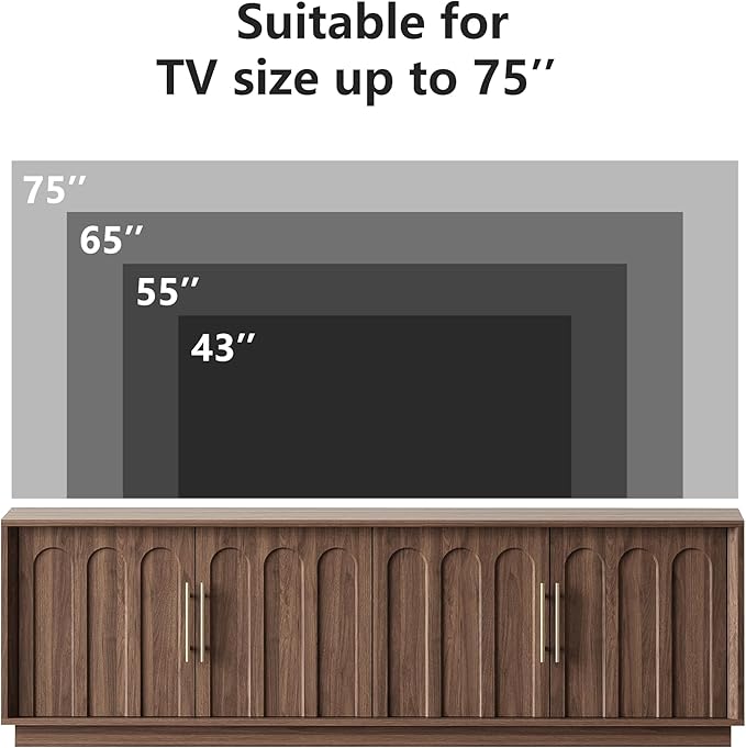 FORTUNETEC TV Stand for 75 Inch TV, Mid Century Modern TV Stand