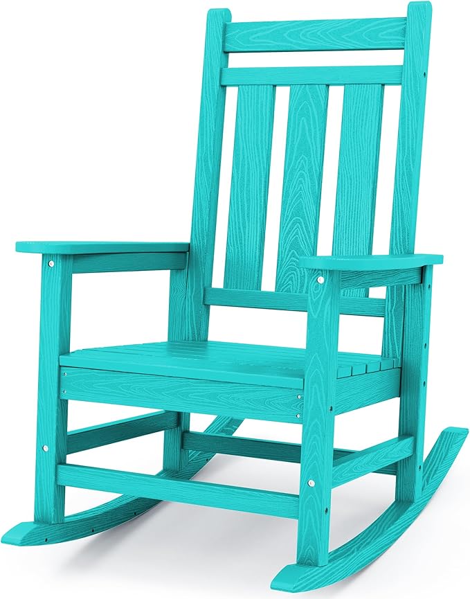 KINGYES Oversized Outdoor Rocking Chair, All-Weather Patio Rocking Chairs