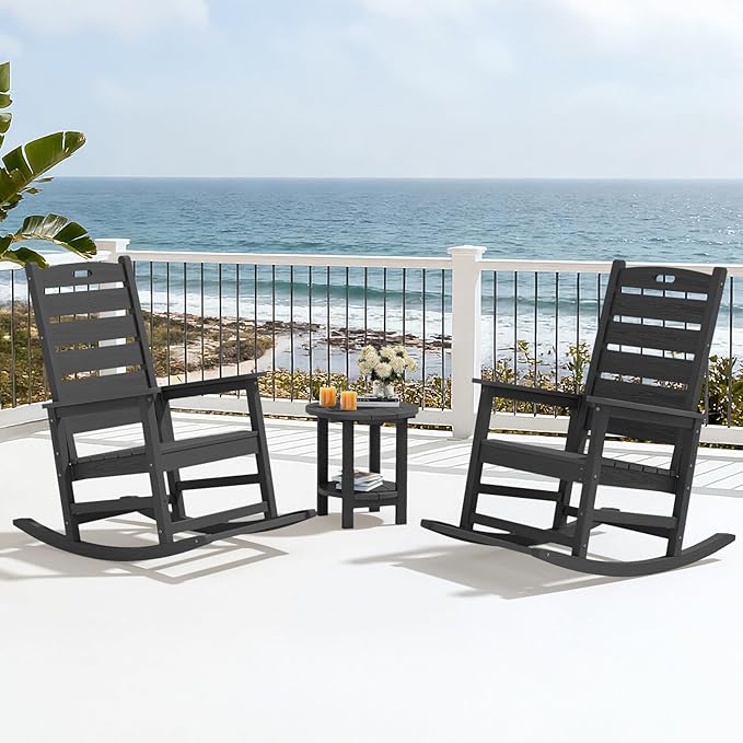 SERWALL Outdoor Rocking Chair Set of 2, Oversized Rocking Chair