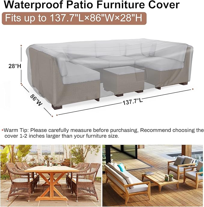 Patio Furniture Set Cover Waterproof, Mrrihand Outdoor Sectional Sofa Set Cover