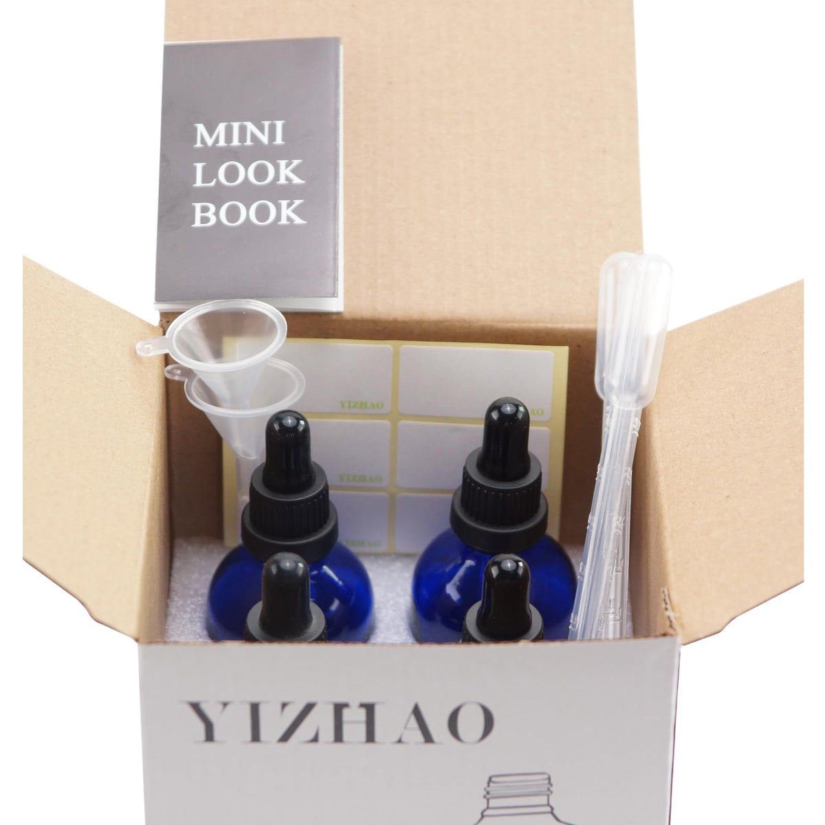 YIZHAO Amber Glass Dropper Bottle 4oz, Tincture Bottles with Glass Dropper, for Essential Oils, Aromatherapy, Cosmetic, Laboratory, Pharmacy, Liquids, Travel –4 Pcs