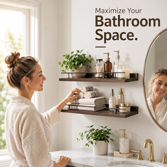 3-Piece Rustic Wood Floating Shelves