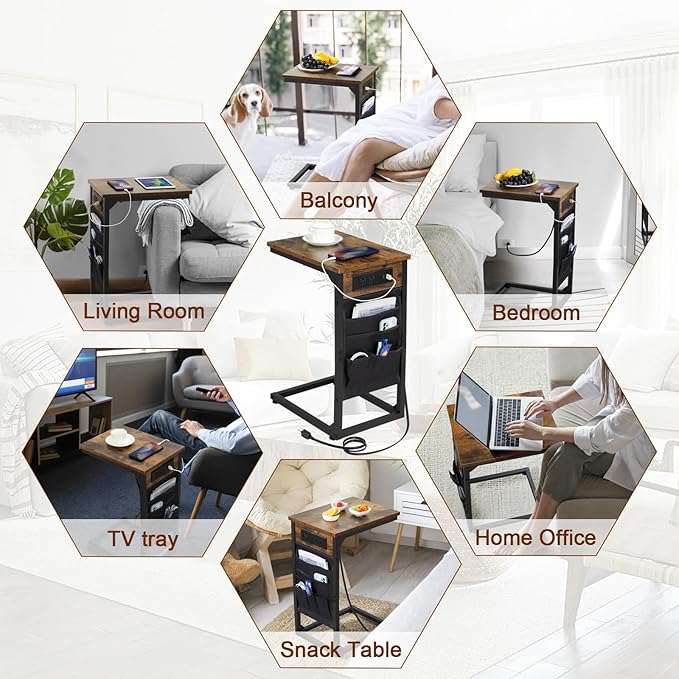AMHANCIBLE C Shaped End Table