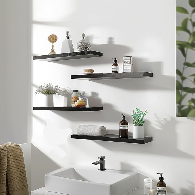 YYWUOJJ Wood Floating Shelves for Wall Decor, Rustic Wall Shelves for Bedroom