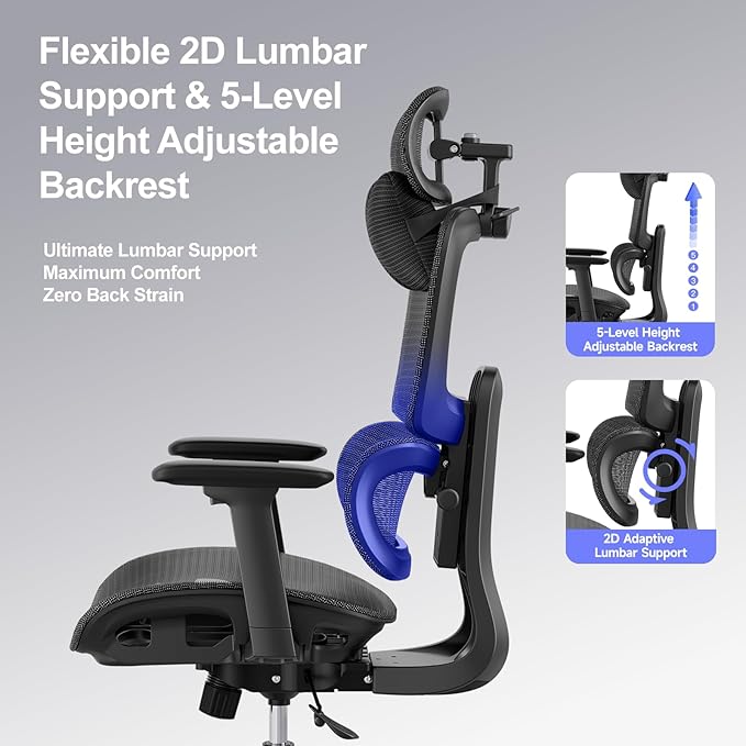 Ergonomic Office Chair with 3D Headrest, Computer Chair with Adjustable