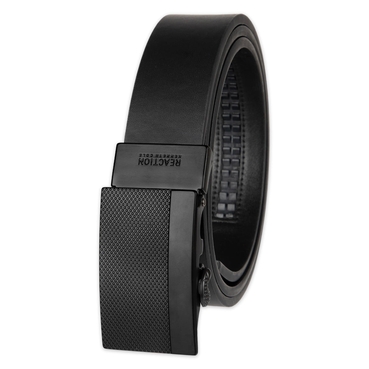 Kenneth Cole REACTION Men's Perfect Fit Adjustable Belt with Track Lock , Black Matte, Large (38-40)