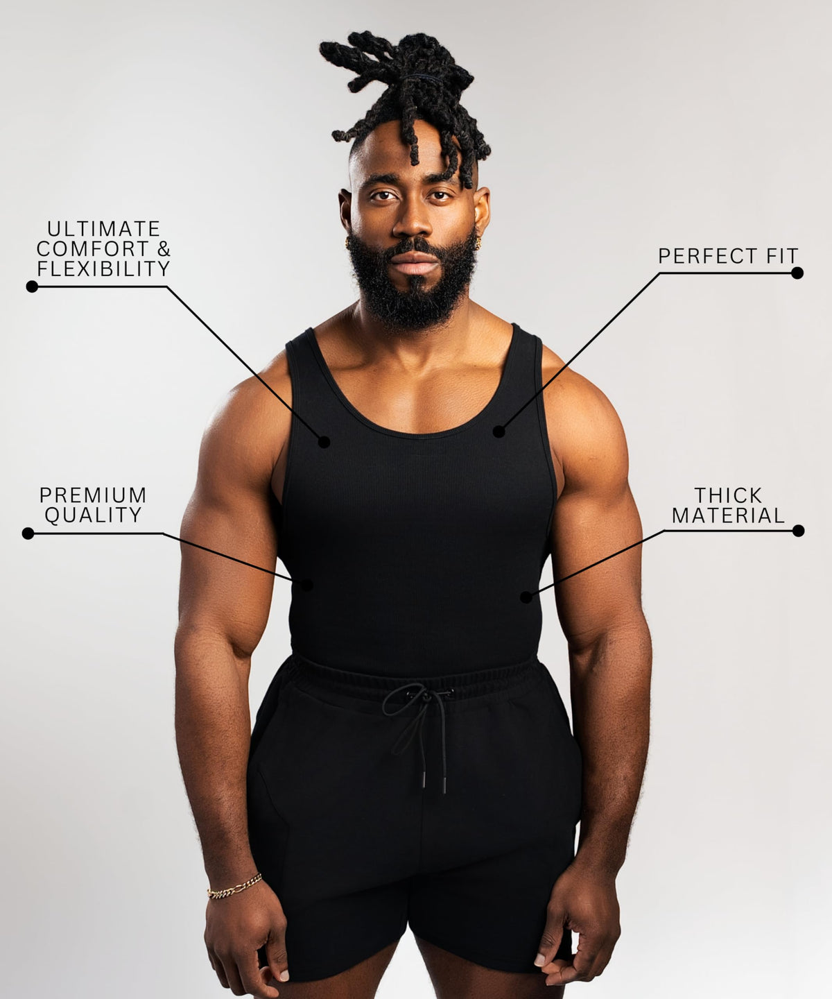 Ekkovision Beaters, Men's Tank Tops, Cotton Spandex Blend Tanks for Men, Comfortable, Durable & Stylish Ribbed Fabric, Ideal Fit for Gym or Casual Wear, Single Pack, Black, Size Large (PLEASE SIZE UP)