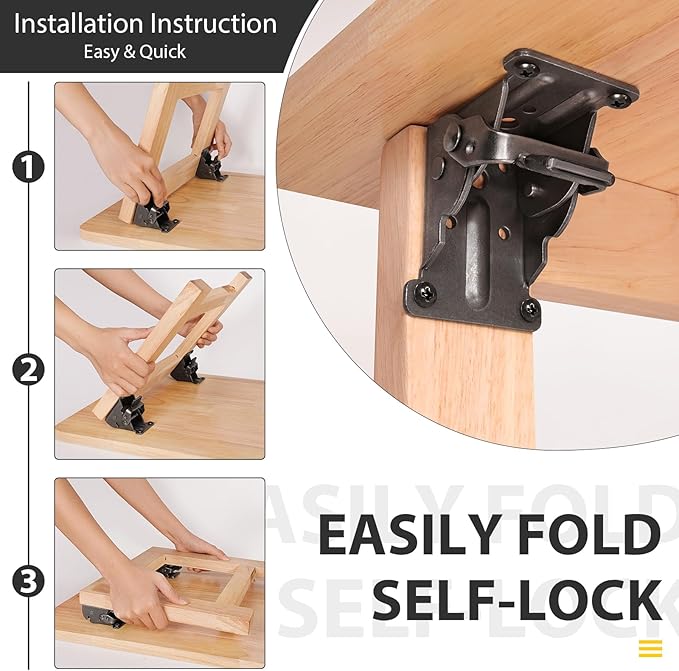 12 Pack Folding Brackets, Self-Lock Hinge