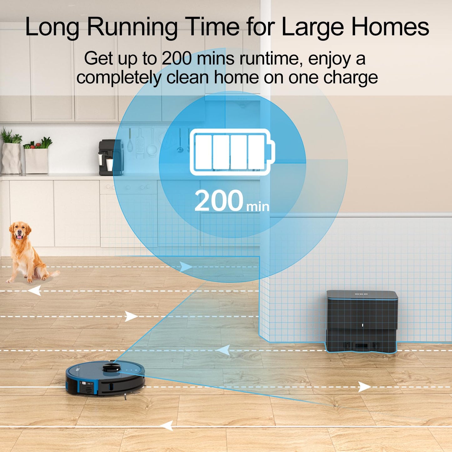 OKP Robot Vacuum L3, 4000Pa Suction, 200min Runtime, 90-Day Self-Emptying Dock, Lidar Navigation, Silent 52dB, WiFi/App/Alexa Control, Smart Home Mapping Robotic Vacuum for Pet Hair, Carpet, Floors