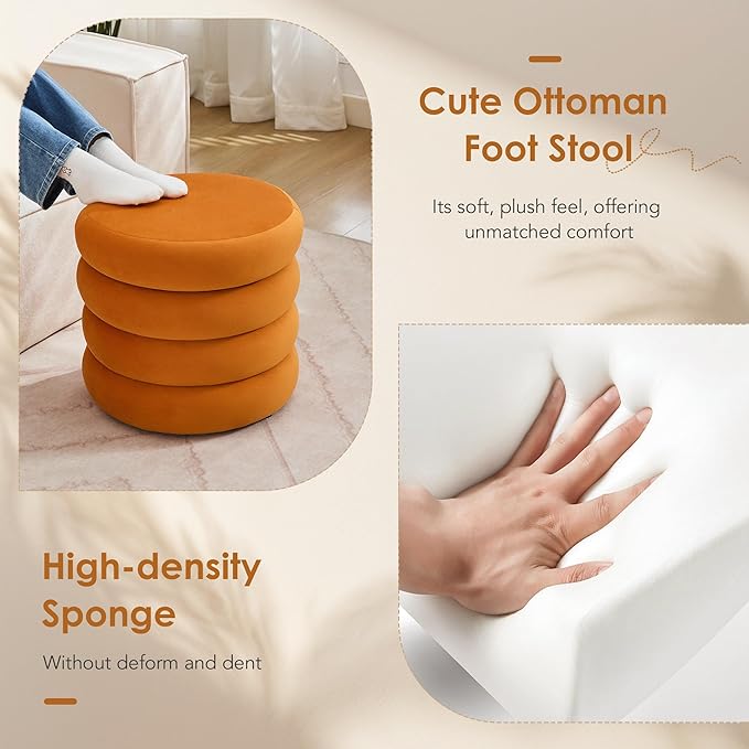 Flouki 19.5" Storage Ottoman Round, Vanity Stools