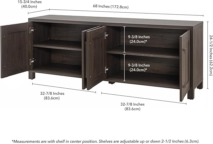 Henn&Hart Rectangular TV Stand for TV's up to 80" in Alder Brown, TV Stands for