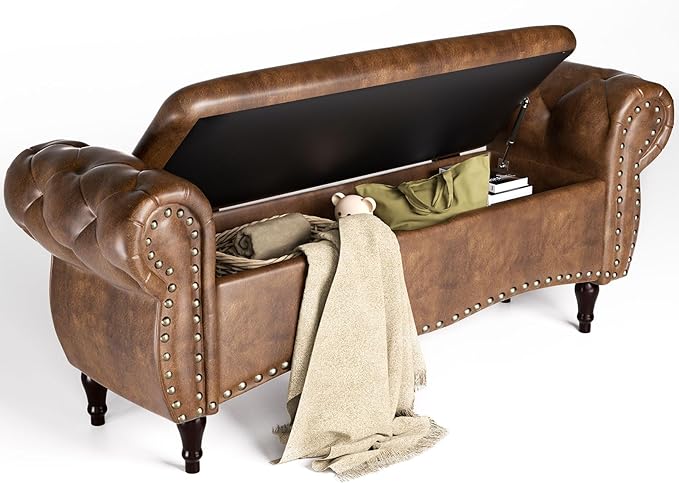 ZZW Storage Ottoman Bench, Tufted Bed Benches