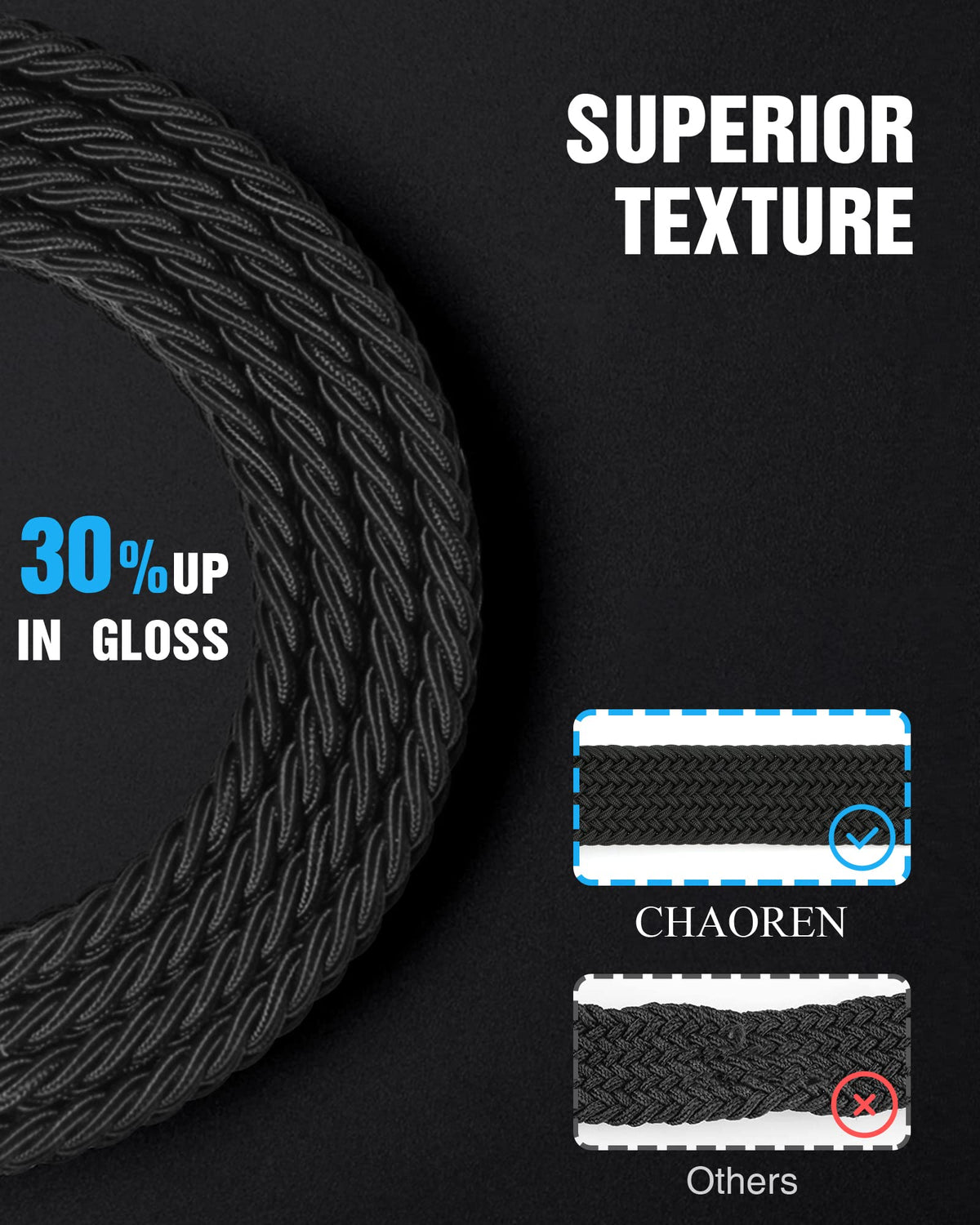 CHAOREN Mens Belt - Braided Stretch Golf Belt for Men 1 3/8"- Gift for Golf Pants Casual Shorts Jeans