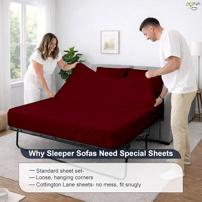 Cottington Lane Sleeper Sofa Sheets Full Size, 4 Piece Premium Quality 100%