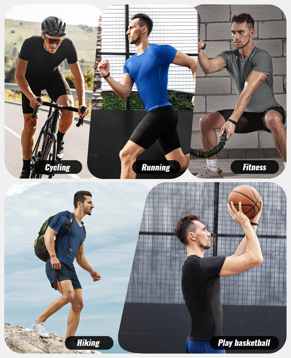 Niksa Men's Compression Shirts 3 Pack,Short Sleeve Athletic Compression Tops Cool Dry Workout T Shirt