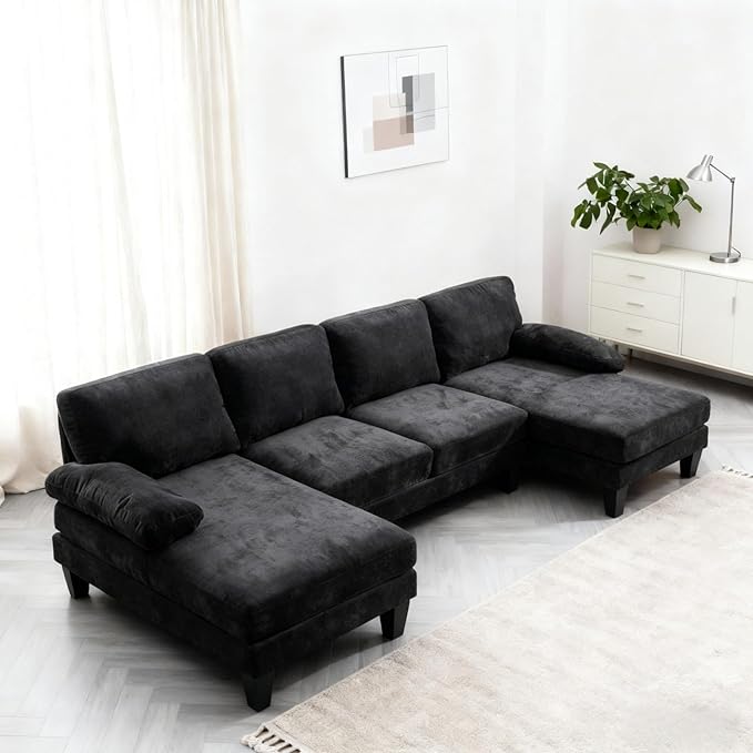Karl home 111" Sectional Sofa U-Shaped 4-Seat Couch