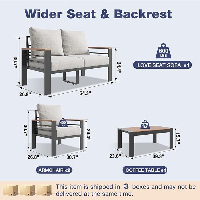 Aoxun Aluminum Patio Furniture Set
