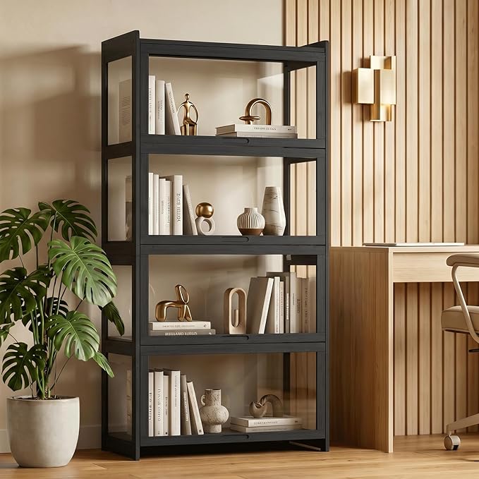 Magshion Display Cabinet with Acrylic Doors, 4-Tier Curio Cabinet