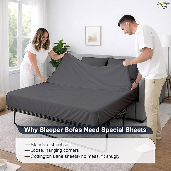Cottington Lane Sleeper Sofa Sheets Queen Size, 4 Piece Premium Quality 100%
