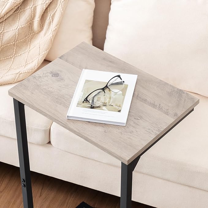 AMHANCIBLE C Shaped End Tables Set of 2, Couch Side Tables that Slide Under Sofa