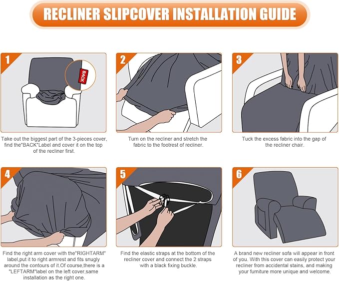 VANSOFY Recliner Chair Covers, 3-Pieces Stretch Recliner Covers