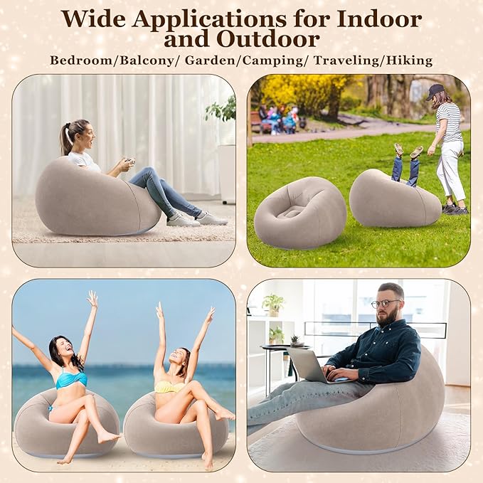 Realspring Inflatable Bean Bag Chairs Outdoor Blow up Camping Chairs Inflatable