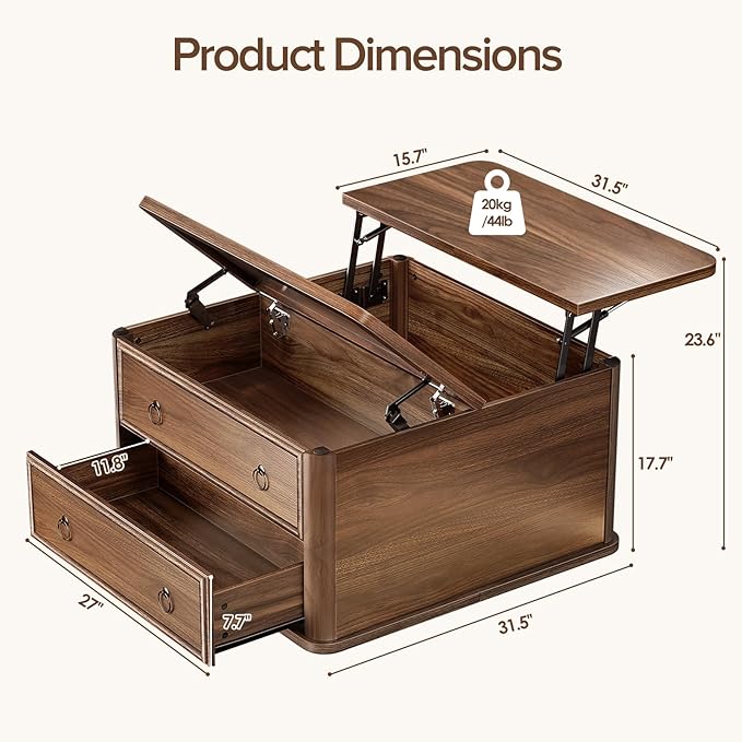 Memobarco 31.5" Lift Top Coffee Table