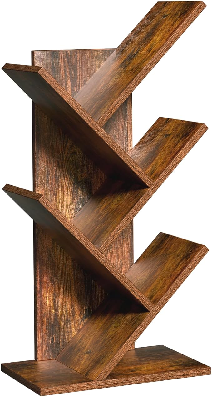 SHEEPAM 5 Tier Tree Book Shelf, Small Desktop Bookshelf