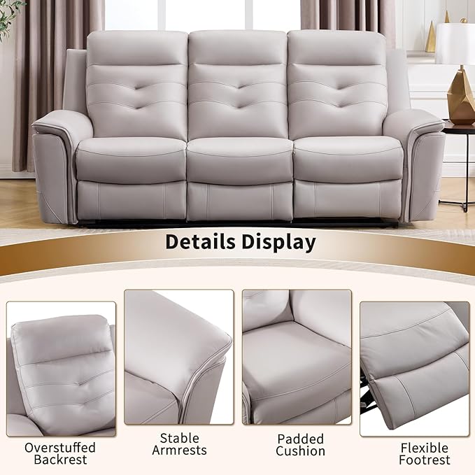 ANJ Power Oversized Reclining Sofa Couch Set of 2, Breathable Faux Leather