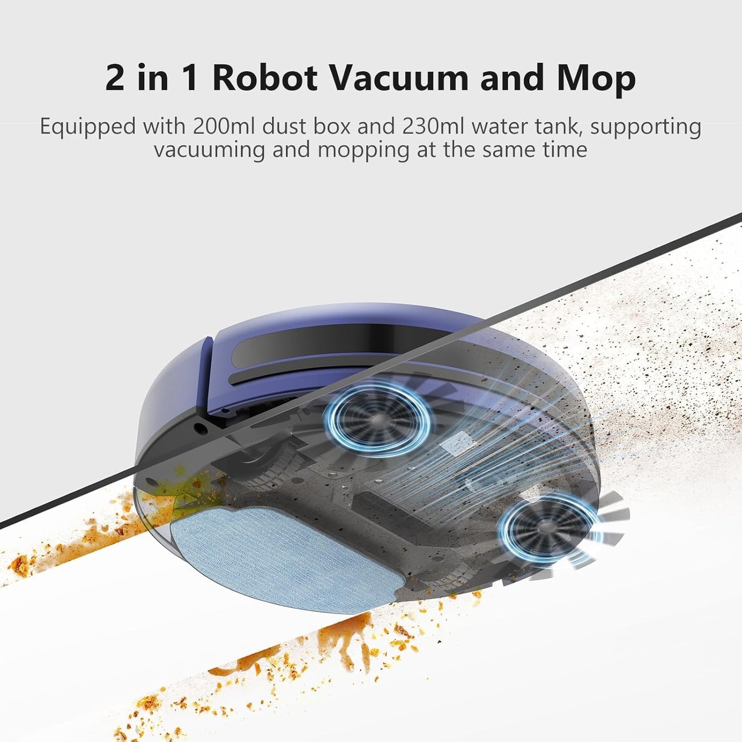 Robot Vacuum and Mop Combo, Automatic Slef-Cleaning Robotic Vacuum Cleaner for Pet Hair, Smart 2 in 1 Mopping Robot Vacuum with Schedule, WiFi/App/Voice, Slim, Ideal for Hard Floor, Carpet