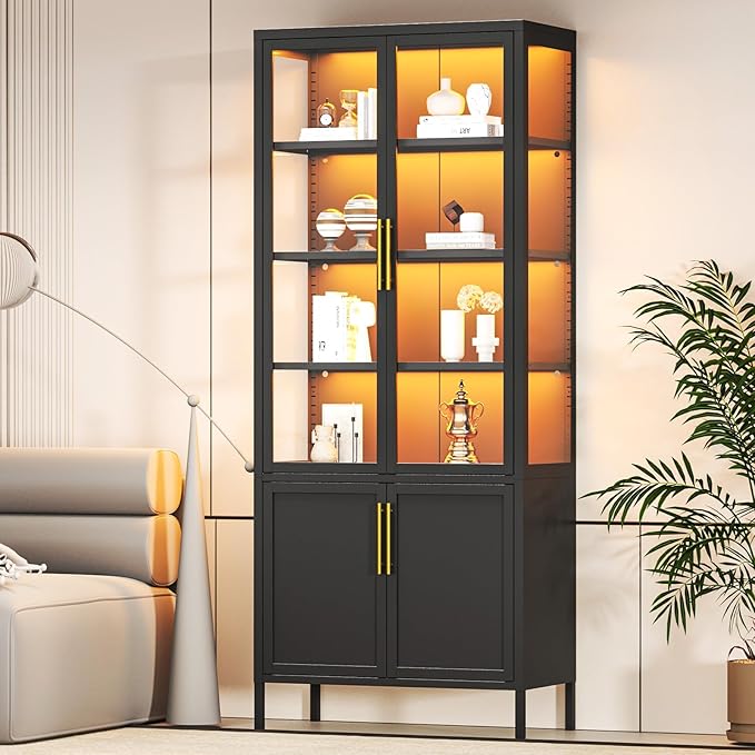 6-Tier Glass Display Cabinet
