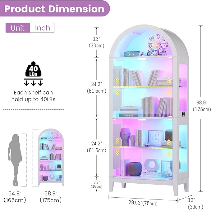 Gurexl 5-Tier Arched Display Cabinet -