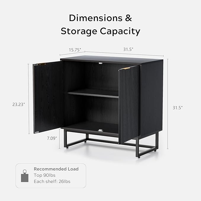 EYYTHUNG Fluted Cabinet with Storage, Sideboard Buffet Cabinet with Adjustable