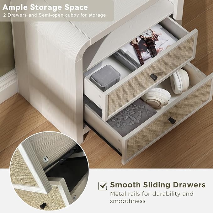 Oak&Sparrow Rattan Nightstand, 23.6'' Rattan End Table