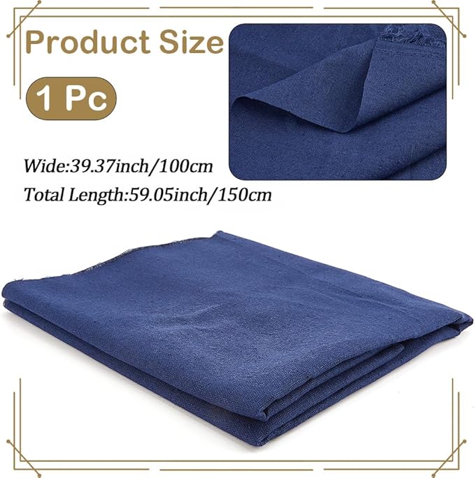 59 Inch Navy Blue Linen Cotton Quilting Fabric by The Yard Canvas Embroidery