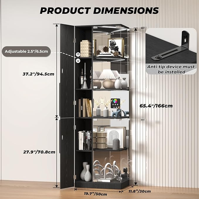 VersionTECH. Glass Display Cabinet