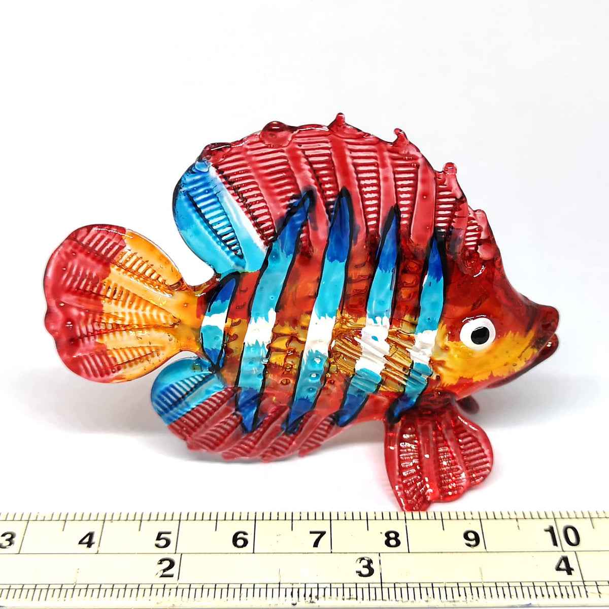 ZOOCRAFT Hand Blown Glass Fish Figurine Red Collectibles Aquarium Handicraft Miniature Sculpture