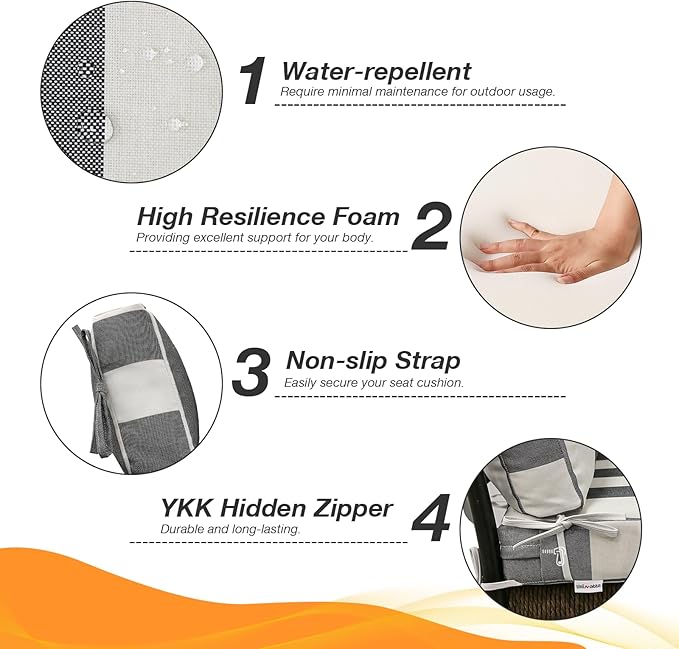 Unimatta Outdoor High Back Chair Cushion Seat Pads, 44 x 21 Inch