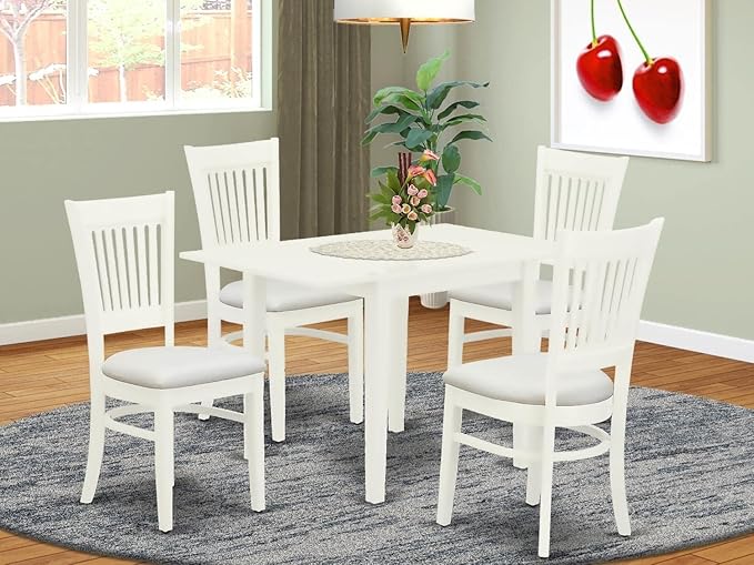 East West Furniture NDVA5-LWH-C 5 Piece Modern Dining Table Set Includes a