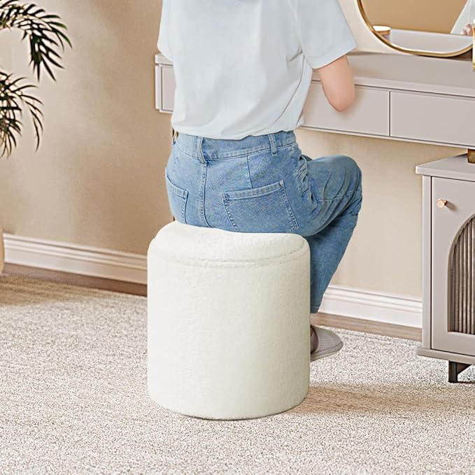 PINPLUS Round Storage Ottoman Boucle Ottoman
